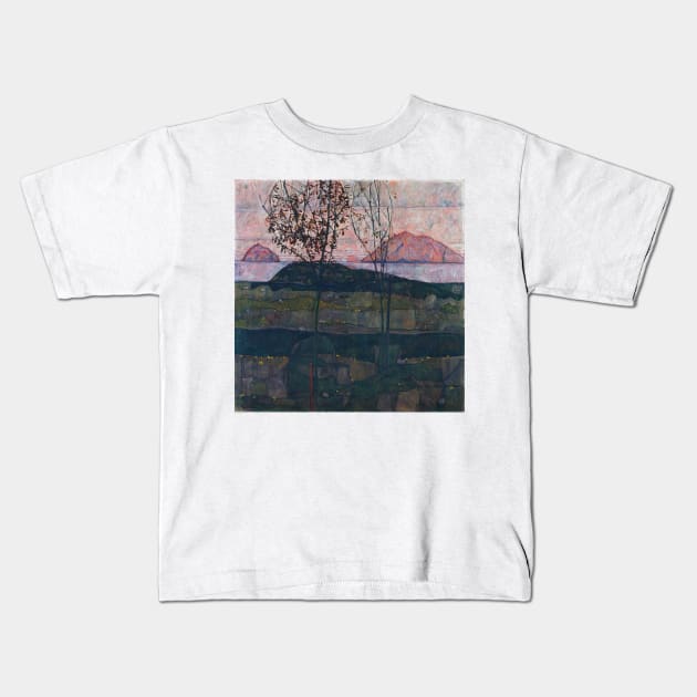 Egon Schiele Setting Sun Kids T-Shirt by pdpress